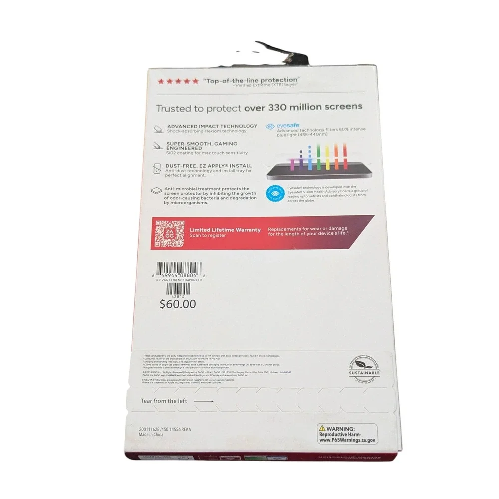 Z4N ZAGG Invisible Shield Glass Extreme‎ 2 Screen Protector for Apple iPhone 15